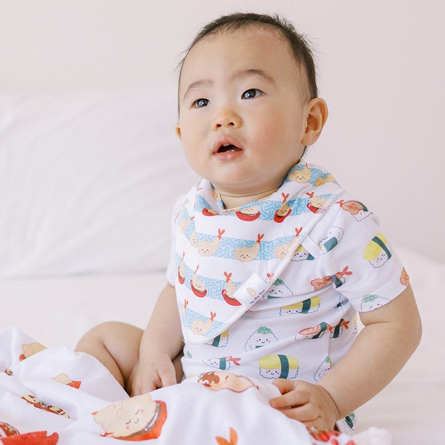Organic Cotton Bandana Bibs 2pcs Set - Sushi + Tempura