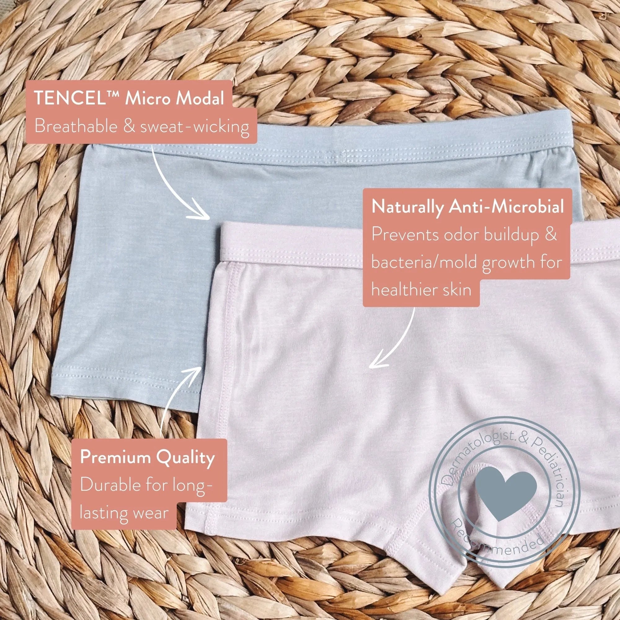 Teen Girls' Wedgie-Free Full Coverage Shorties - Set of 2