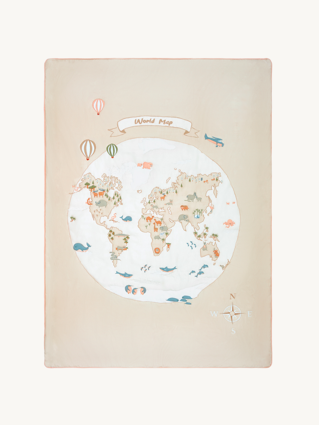 World Map - Cotton Quilted Duvet Cover and Pillow case - The Explorer｜For Kids