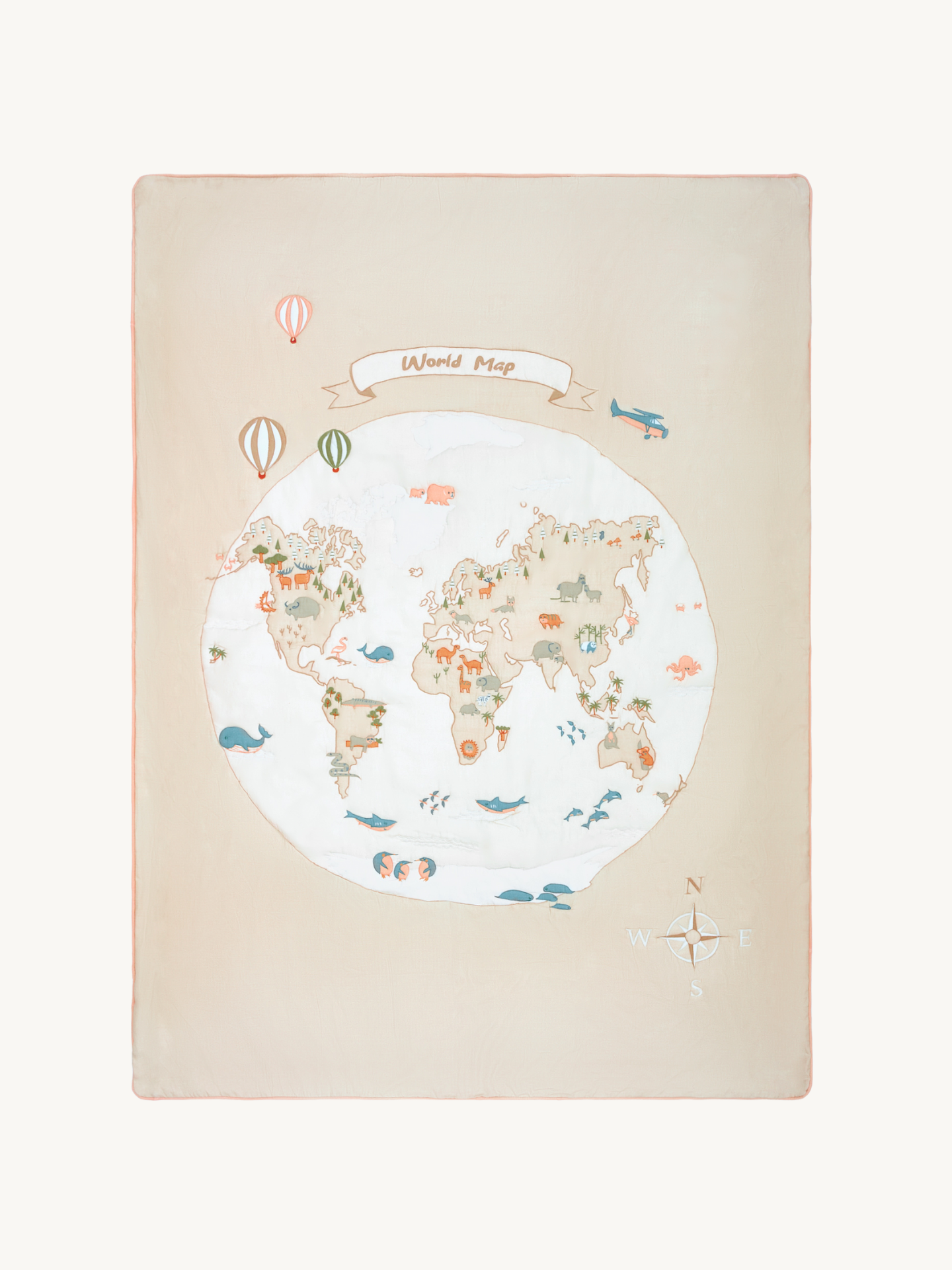 World Map - Cotton Quilted Duvet Cover and Pillow case - The Explorer｜For Kids