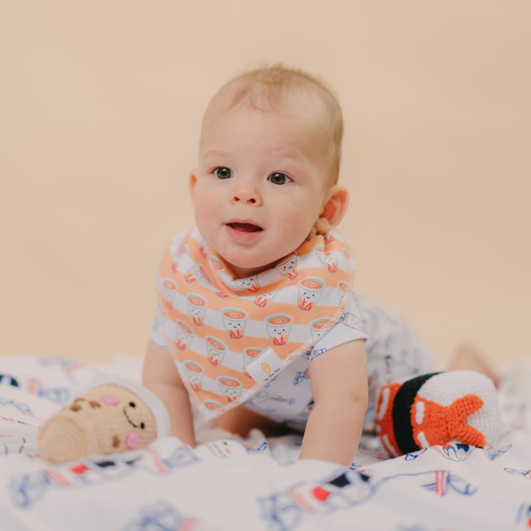 Organic Cotton Bandana Bibs 2pcs Set - Milk Tea + Egg Tart Combo