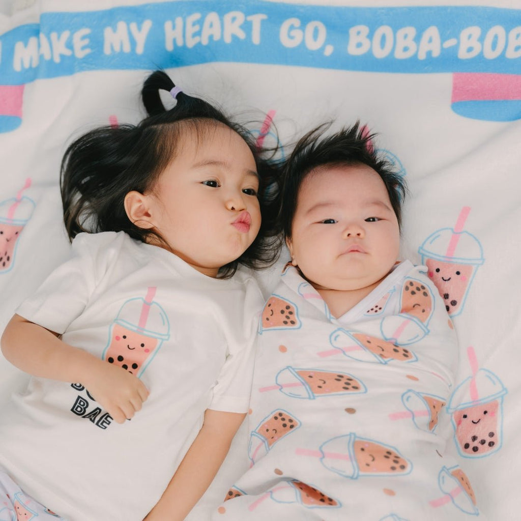 Fleece Milestone Blanket for Baby Photography - You Make My Heart Go Boba Boba