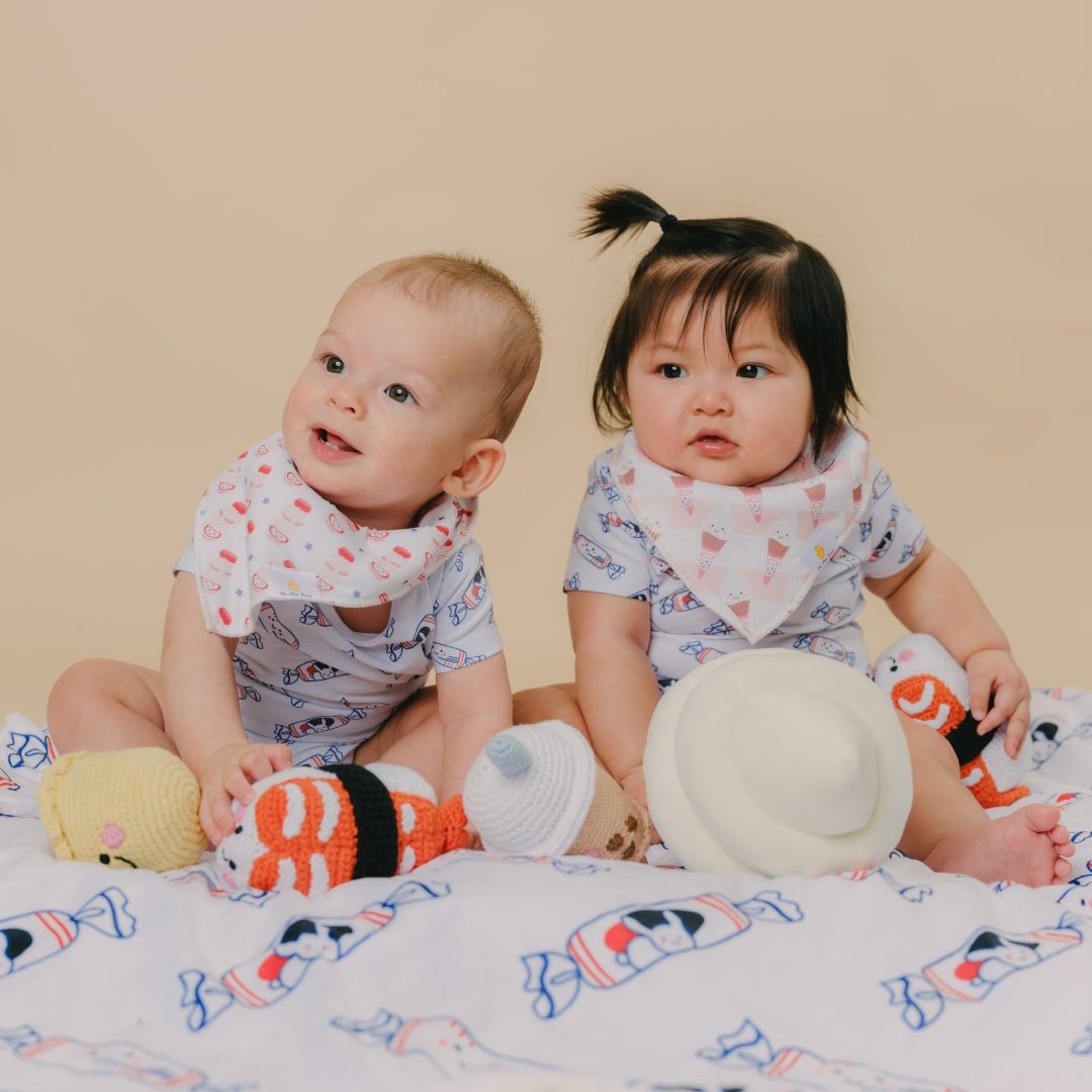 Organic Cotton Bandana Bibs 2pcs Set - Bunny Candy + Ice Cream