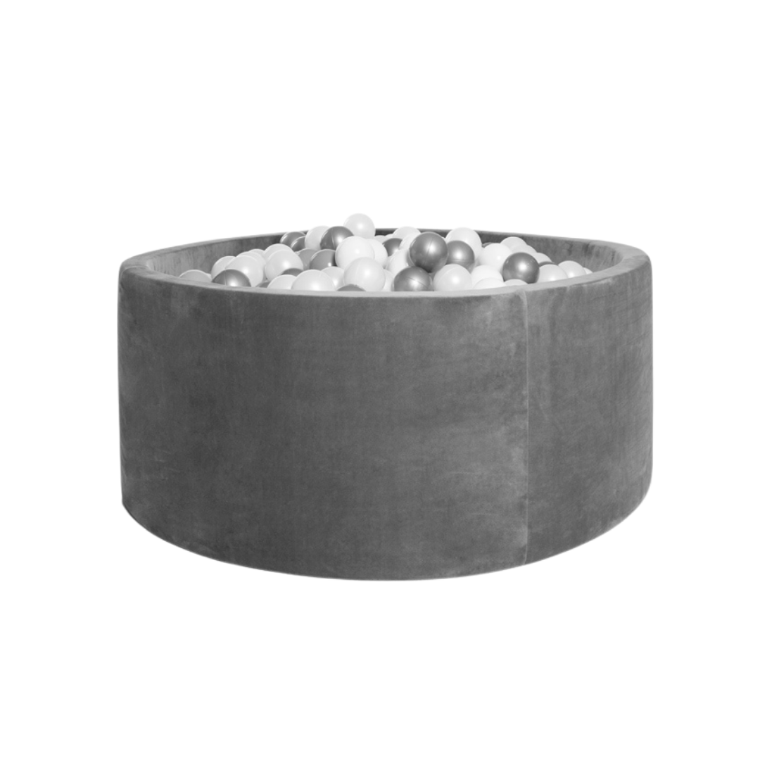 Round Ball Pit Velvet - Grey / 100x30cm