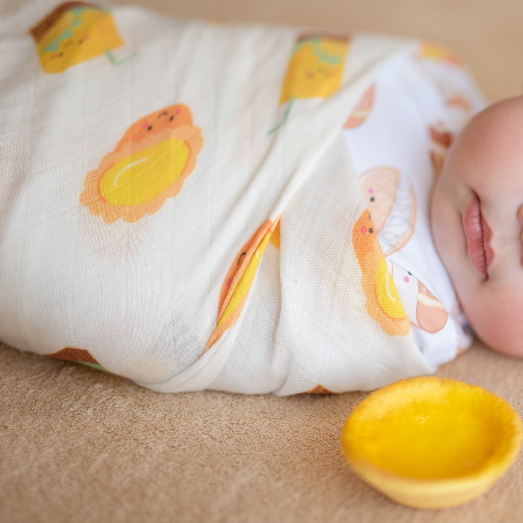 Organic Bamboo Blend Swaddle - Lemon Tea + Egg Tart