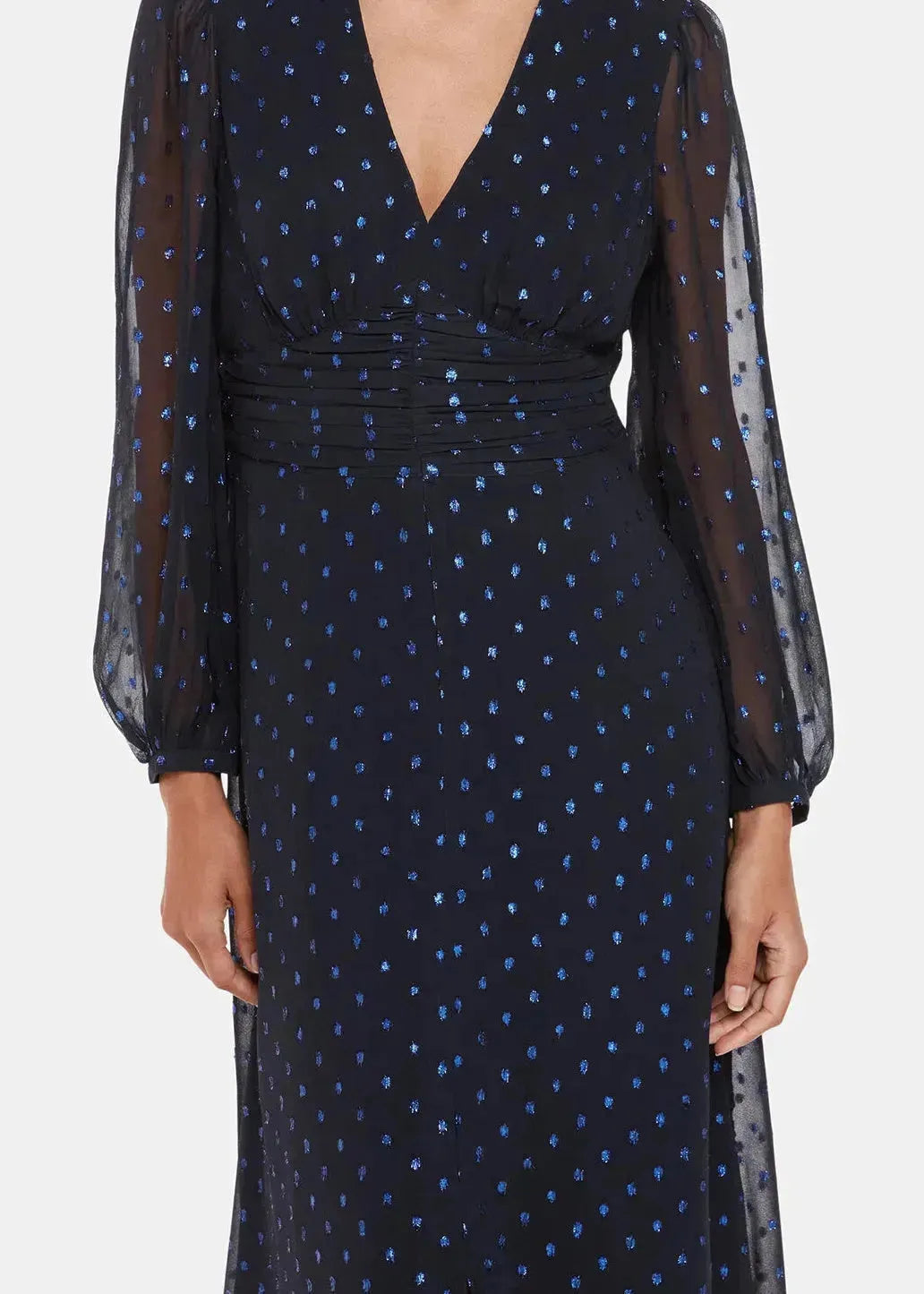 Metallic Dobby Midi Dress 37632 Navy-multi