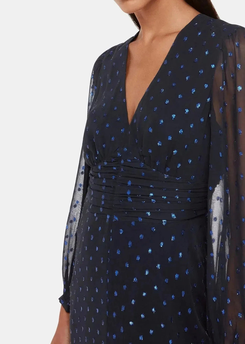 Metallic Dobby Midi Dress 37632 Navy-multi