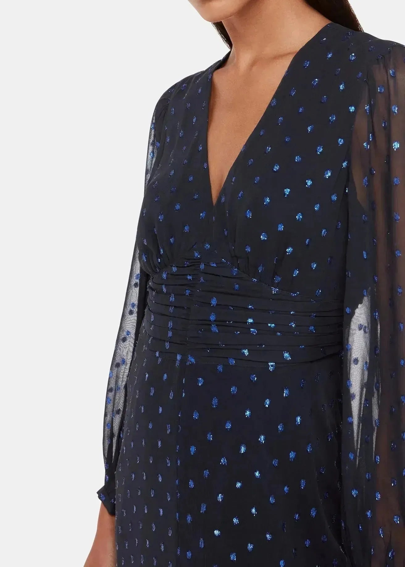 Metallic Dobby Midi Dress 37632 Navy-multi