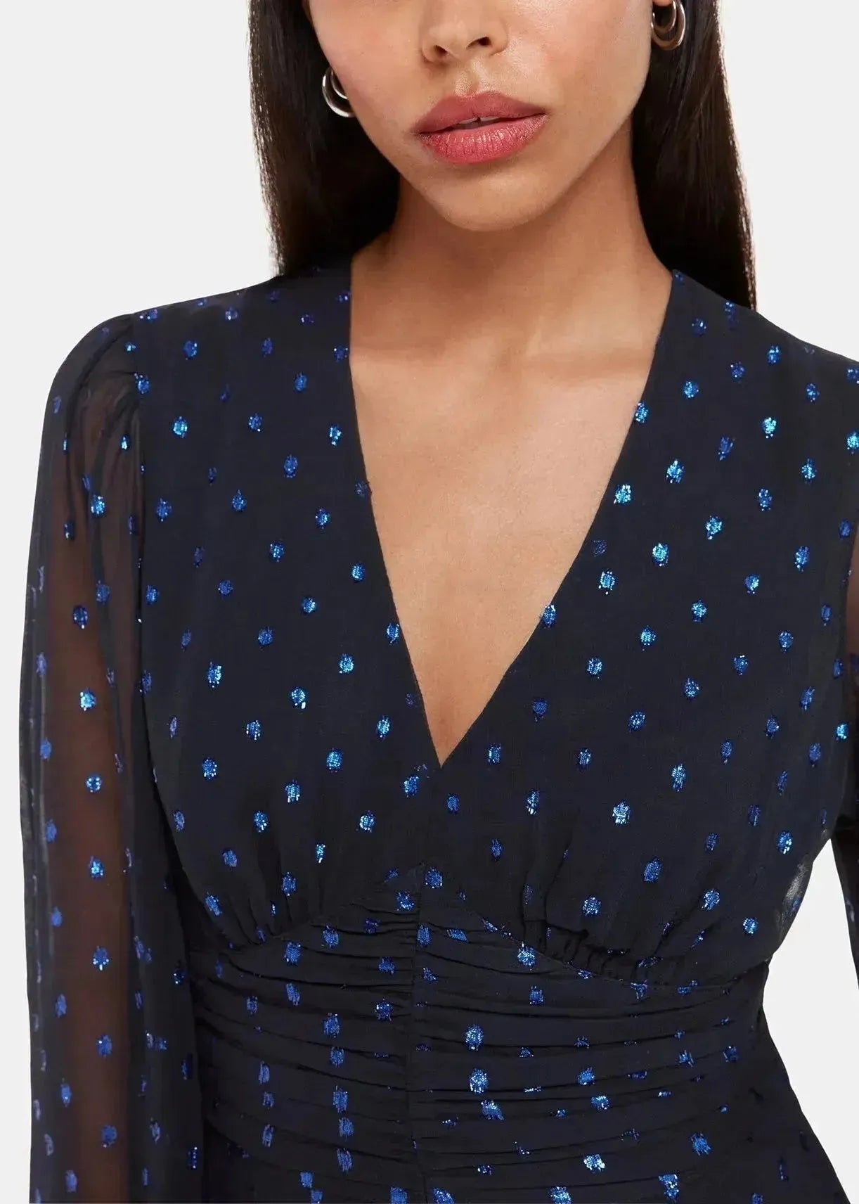 Metallic Dobby Midi Dress 37632 Navy-multi