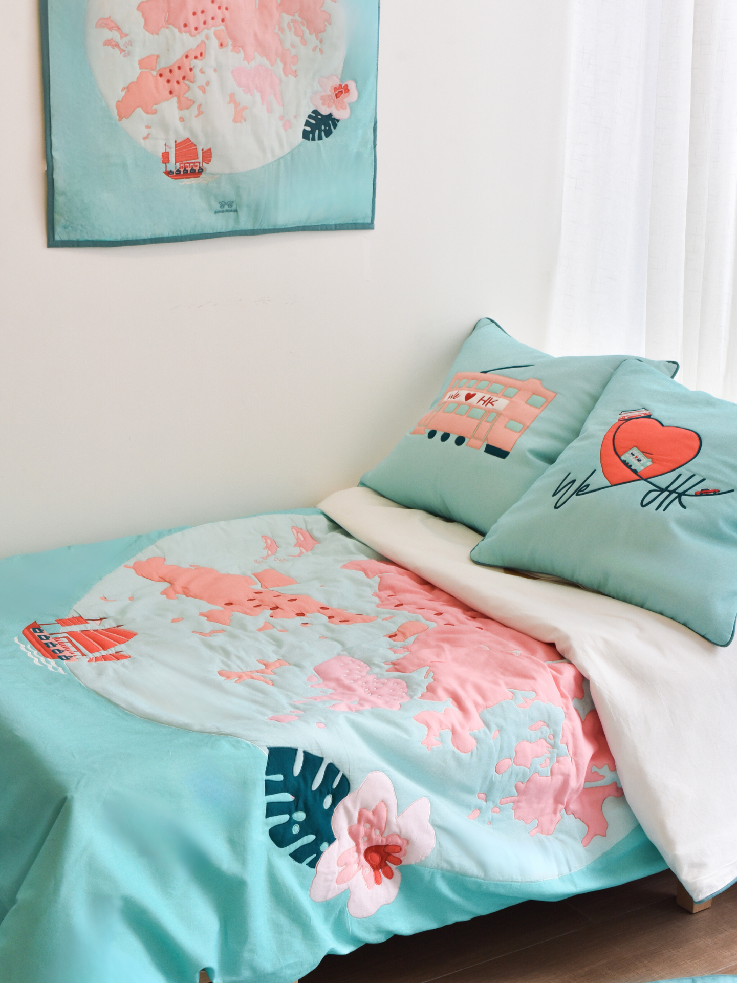 Cotton Quilted Duvet Cover & Pillow case - We Love Hong Kong｜For Kids