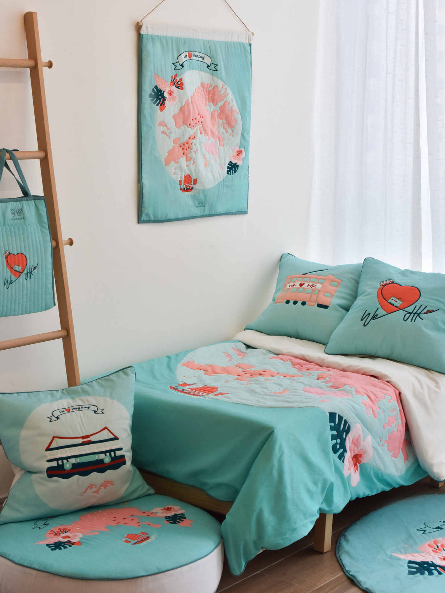 Cotton Quilted Duvet Cover & Pillow case - We Love Hong Kong｜For Kids