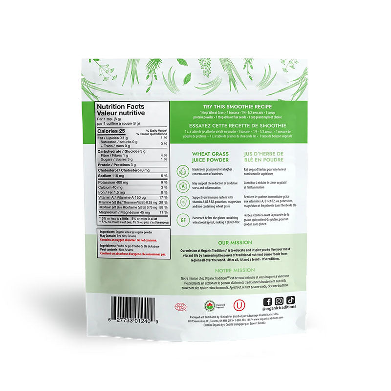 Organic Traditions Wheatgrass Juice Powder 150g