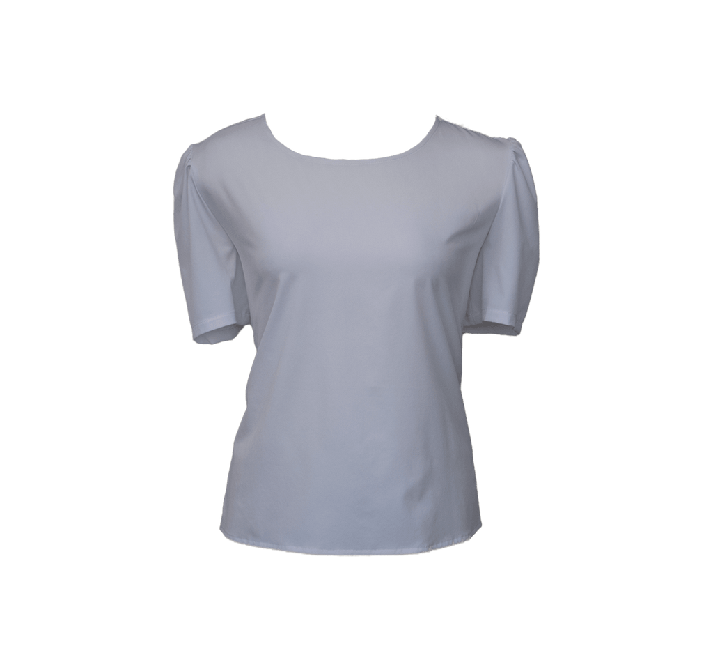 Elegant Round Neck Blouse in White â€?Chic Women's Top