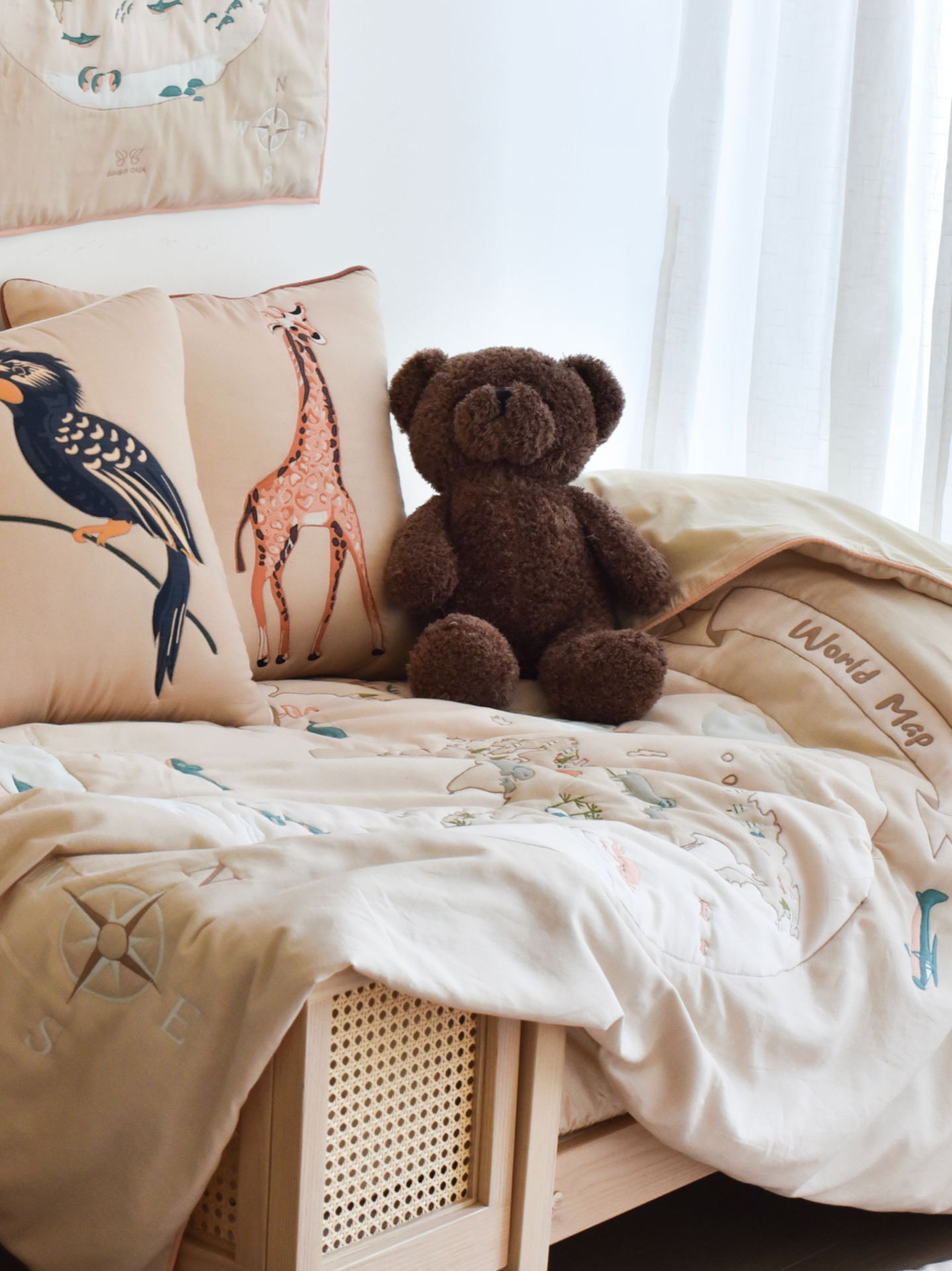 World Map - Cotton Quilted Duvet Cover and Pillow case - The Explorer｜For Kids