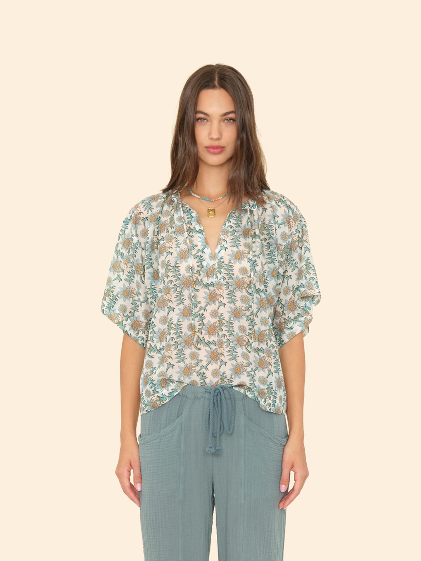 Shirt X5igp010 Meadow Top Gardenia
