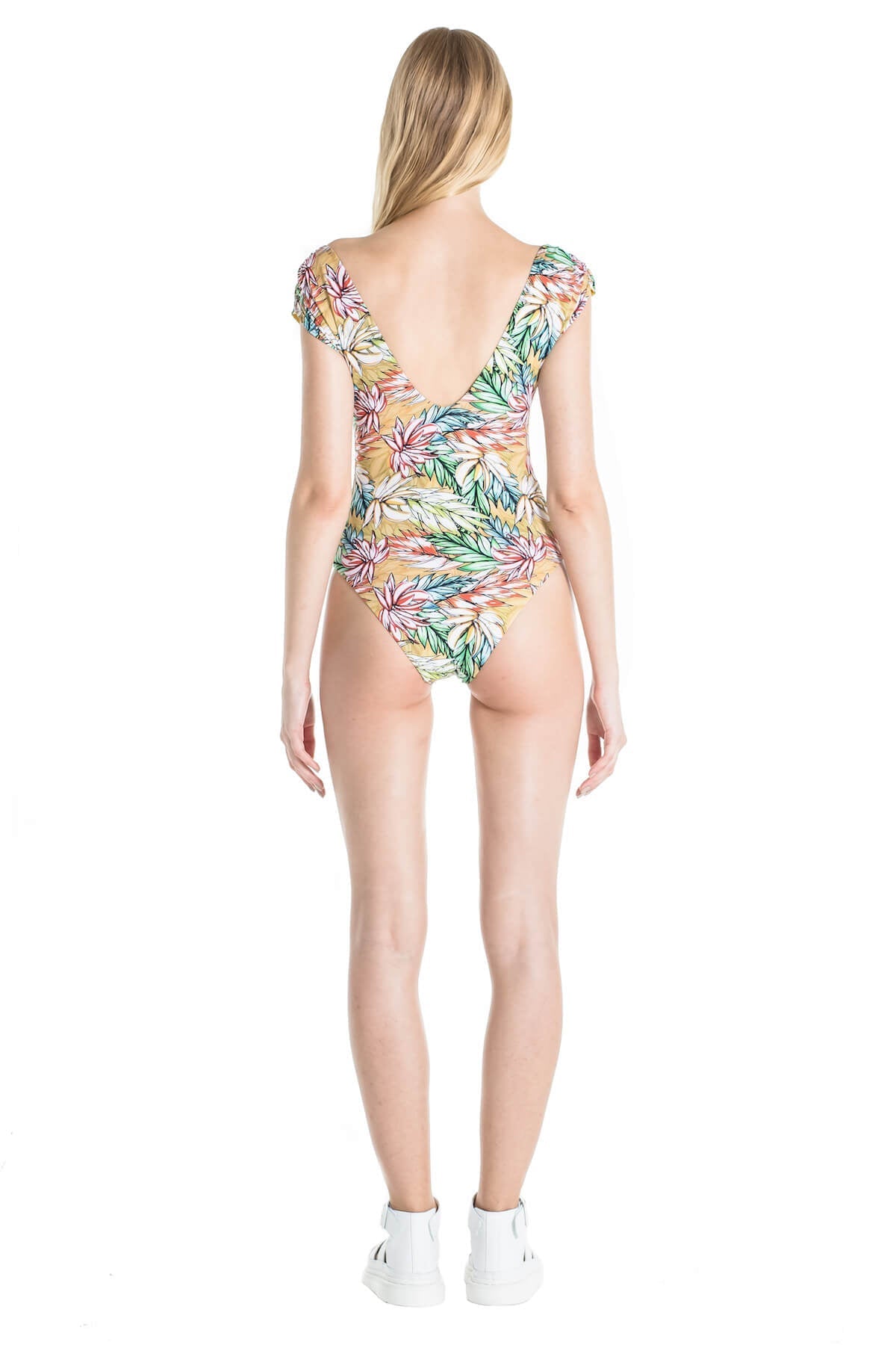 Yellow Off the Shoulder Reversible Swimsuit - Andrea