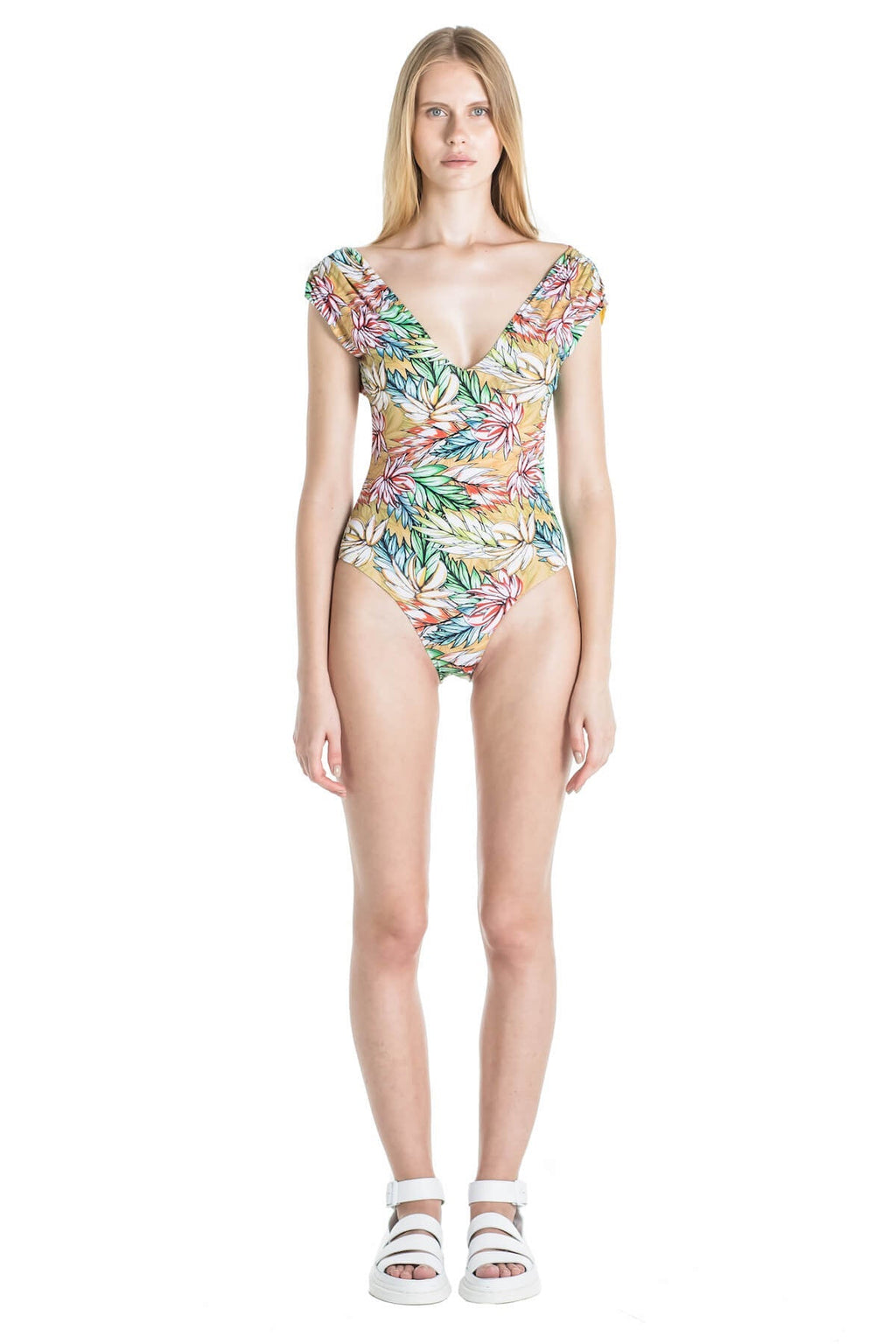 Yellow Off the Shoulder Reversible Swimsuit - Andrea