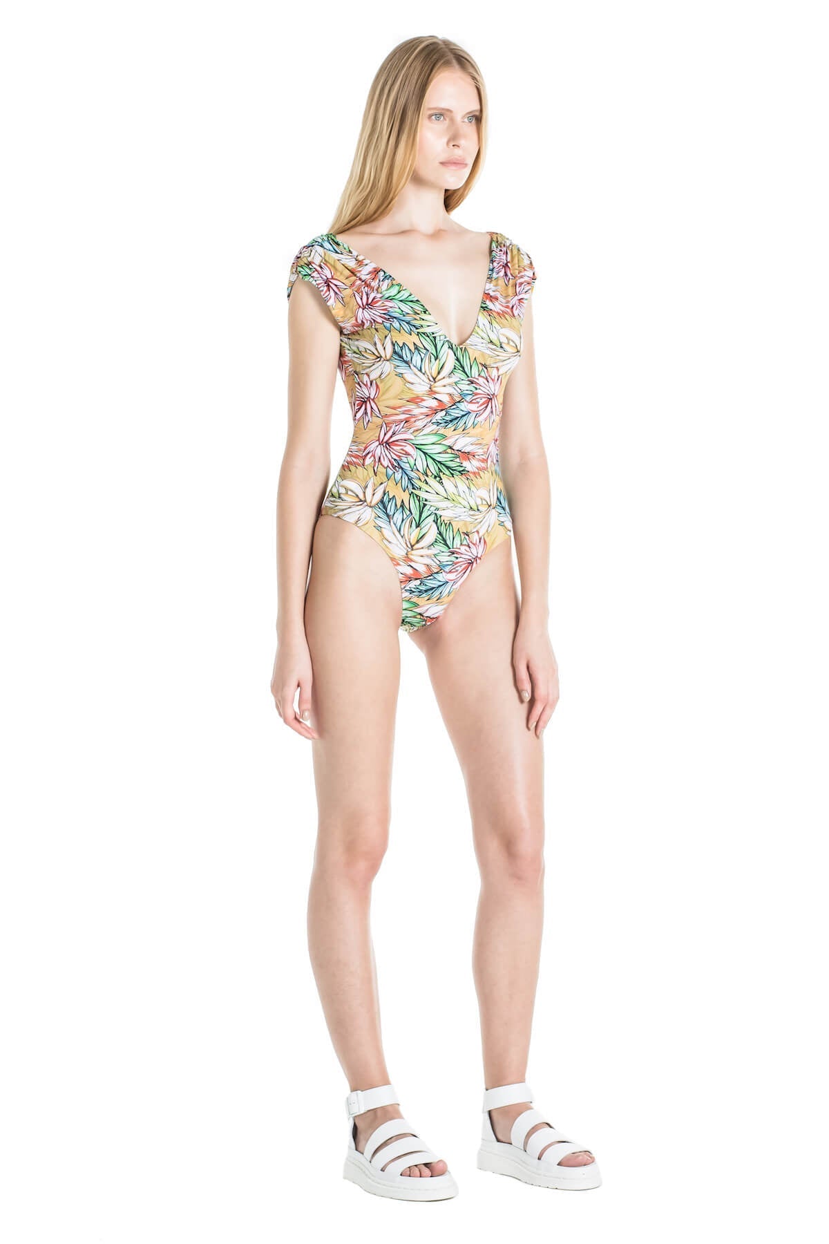 Yellow Off the Shoulder Reversible Swimsuit - Andrea