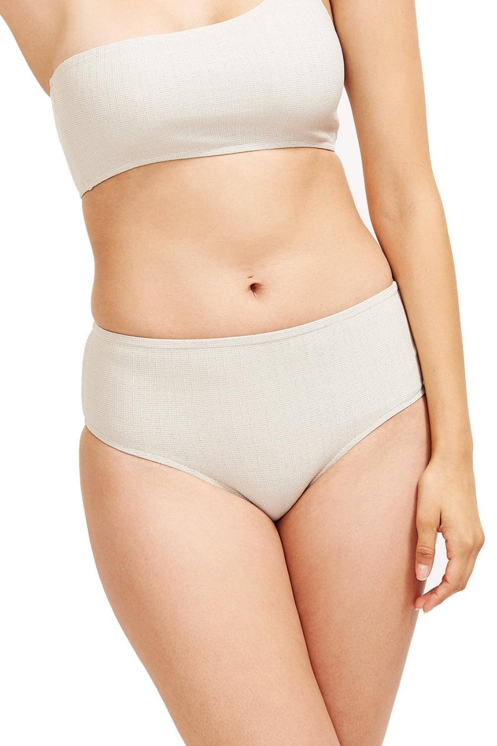 Serena Mid-rise Bikini Bottom Platinum Texture Fabric