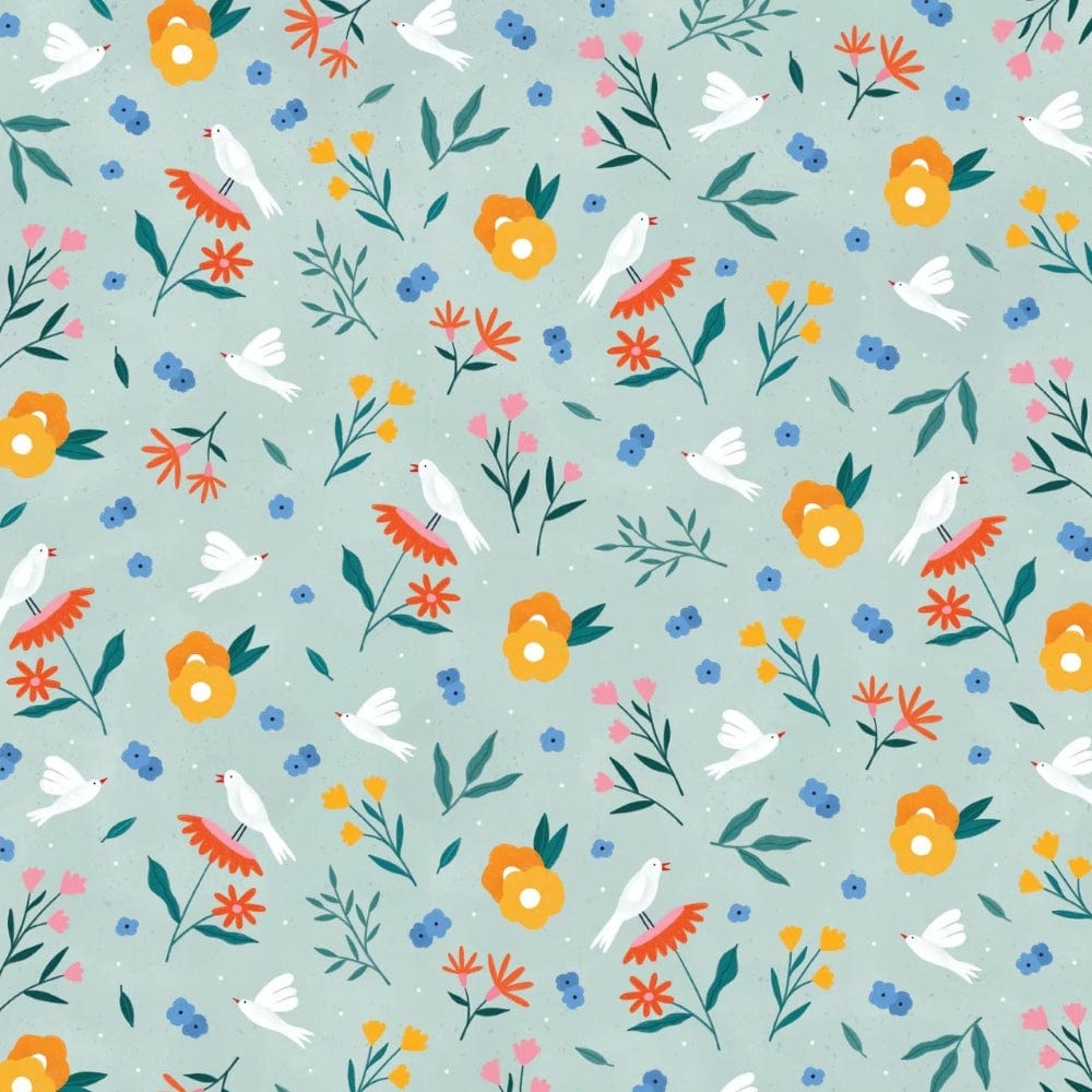 Birds and Flowers Flat Wrap