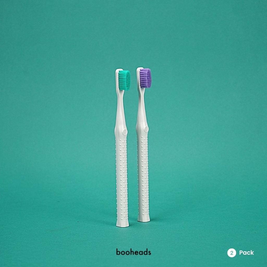 booheads - 2PK - Biodegradable Eco Toothbrushes - Purple & Aqua | Biodegradable,Recyclable and plant-based