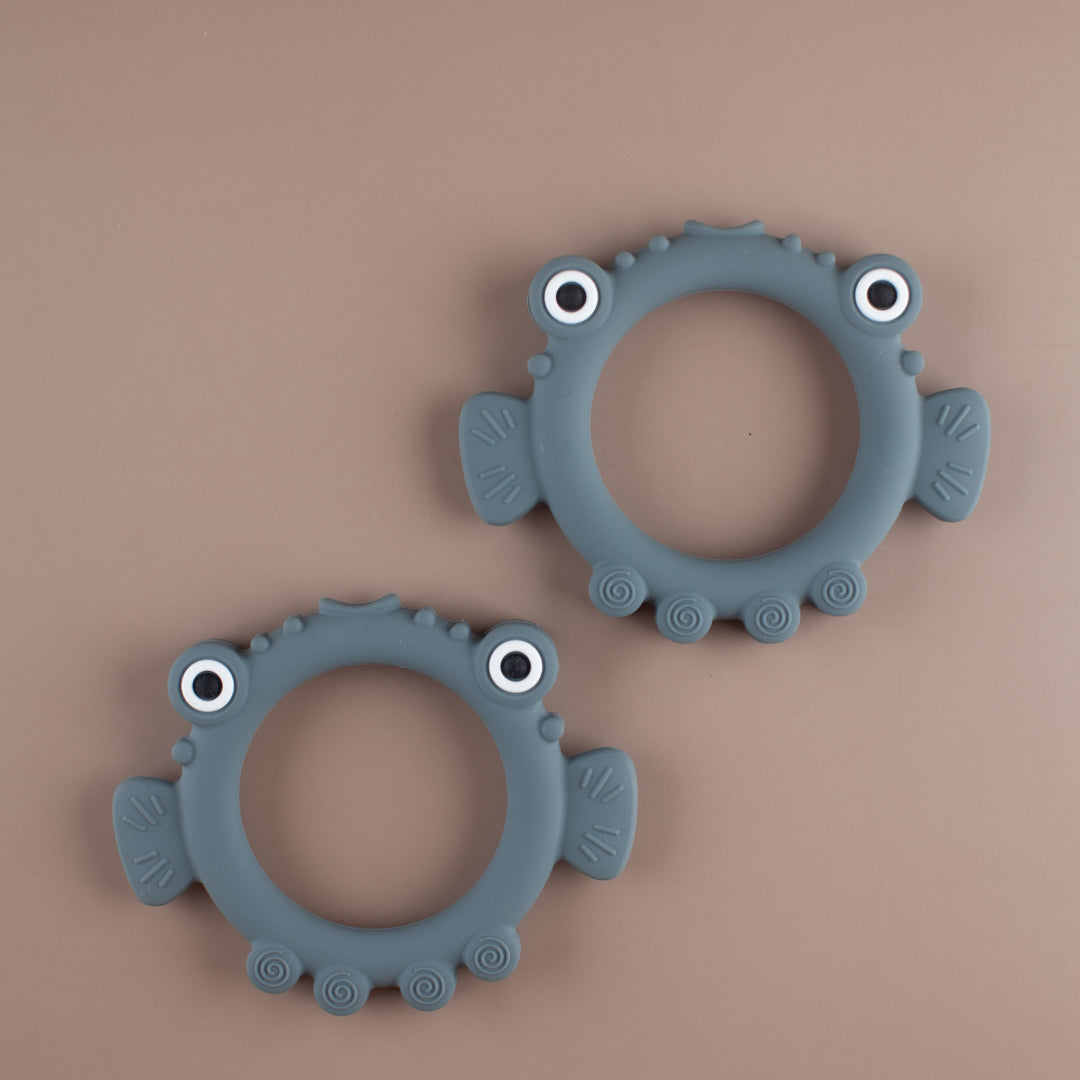Grey Puffer Silicone Teether