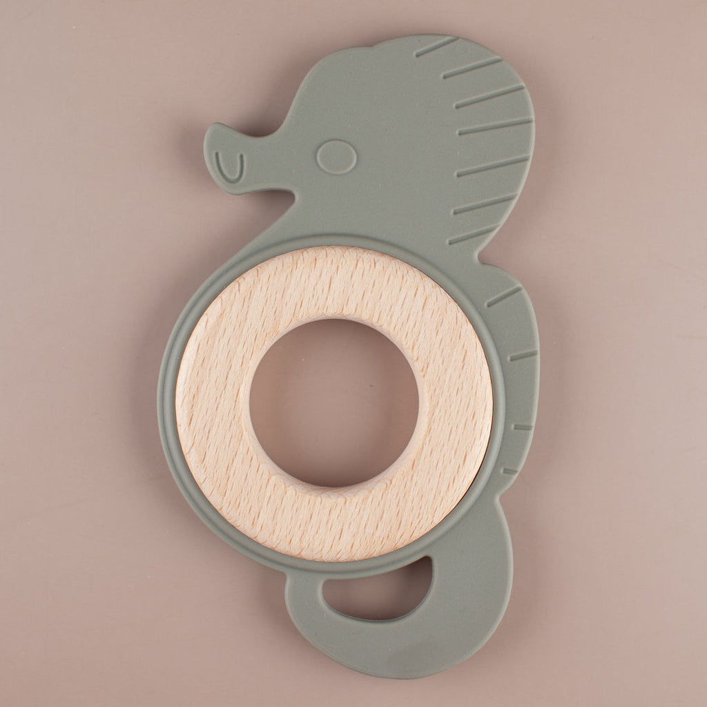 Seahorse Silicone Beech Wood Teether
