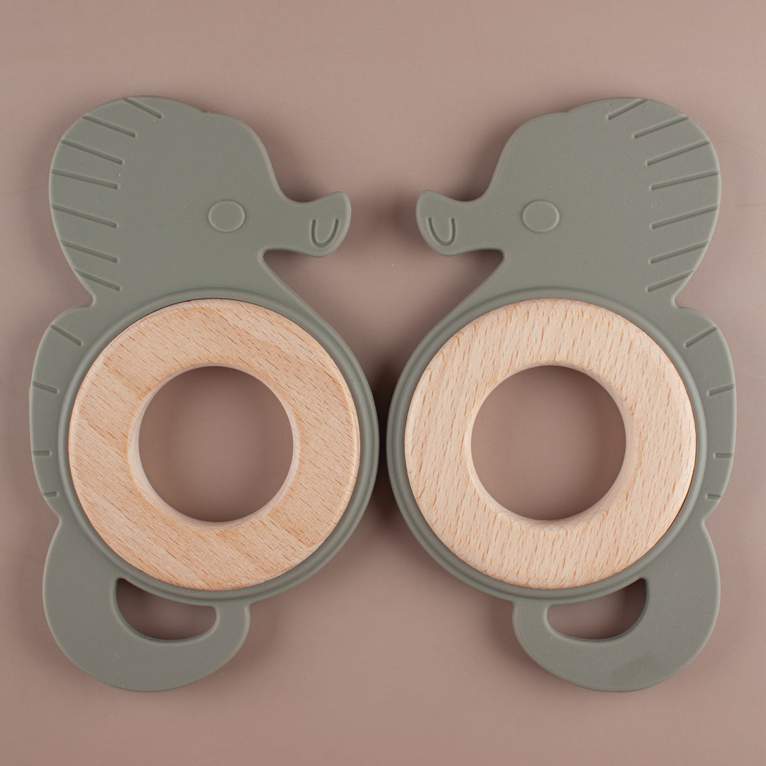 Seahorse Silicone Beech Wood Teether
