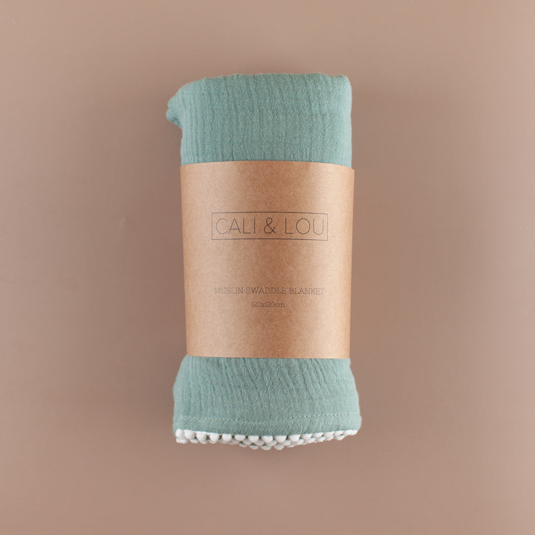 Mint Green Muslin Swaddle Blanket
