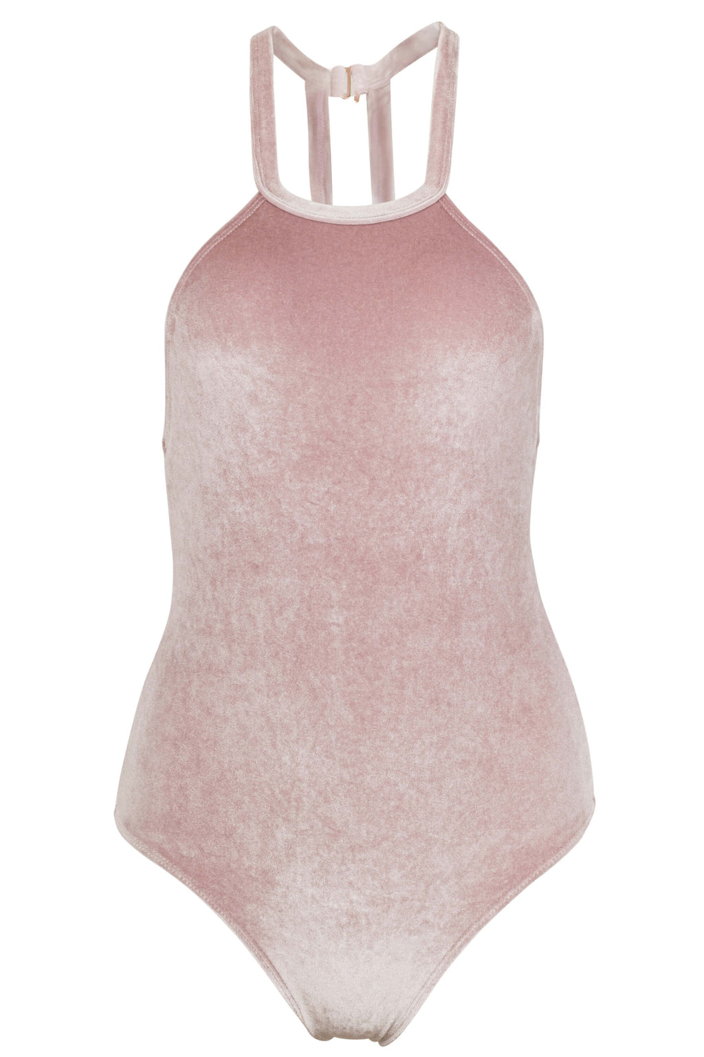 Denise - High Neck One Piece Swimsuit in Blush Velvet