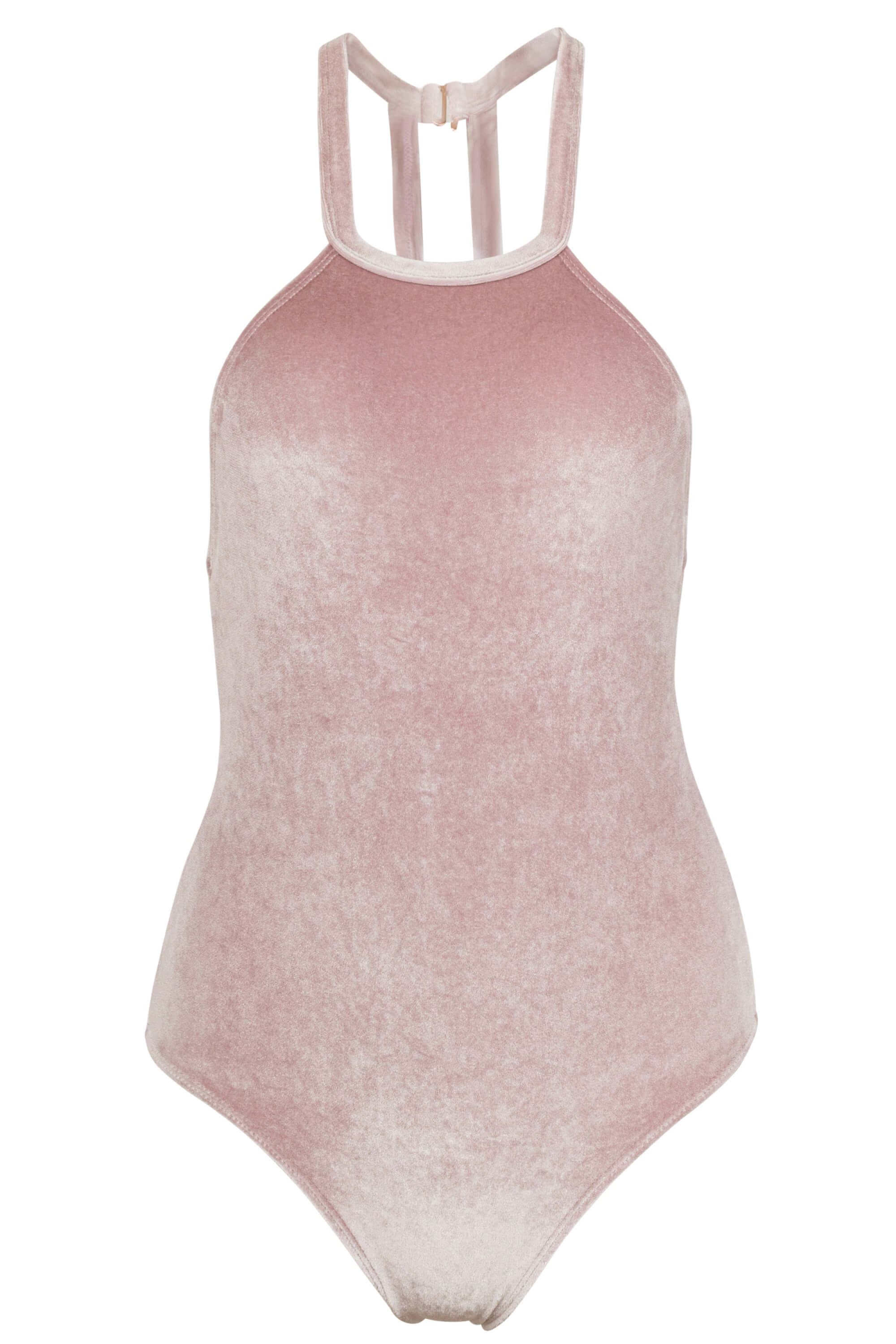 Denise - High Neck One Piece Swimsuit in Blush Velvet