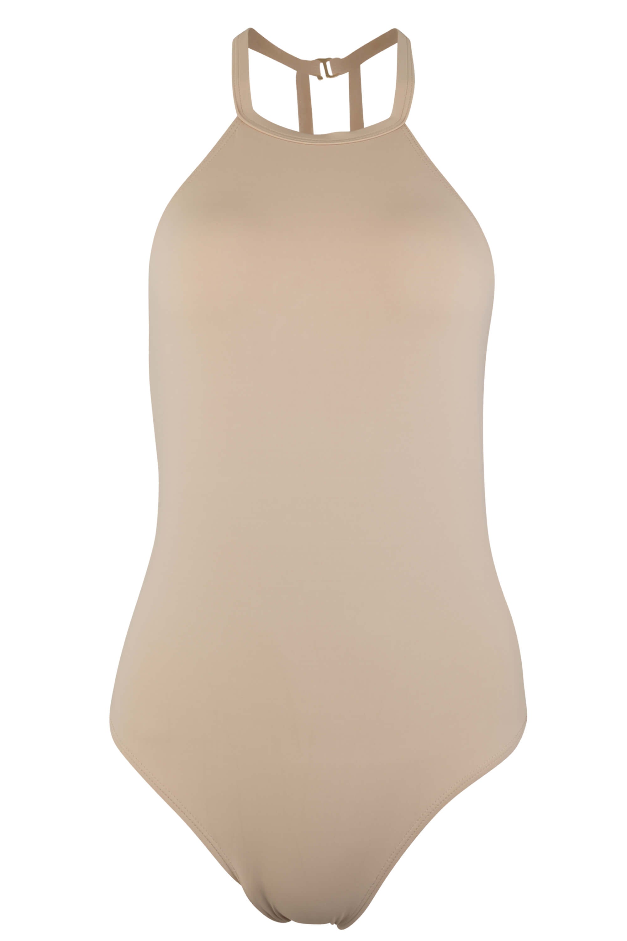 Denise - High Neck One Piece Swimsuit in Camel