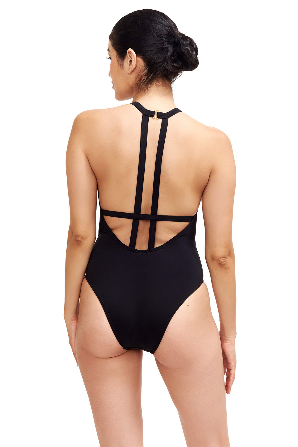 Denise - High Neck One Piece Swimsuit in Black