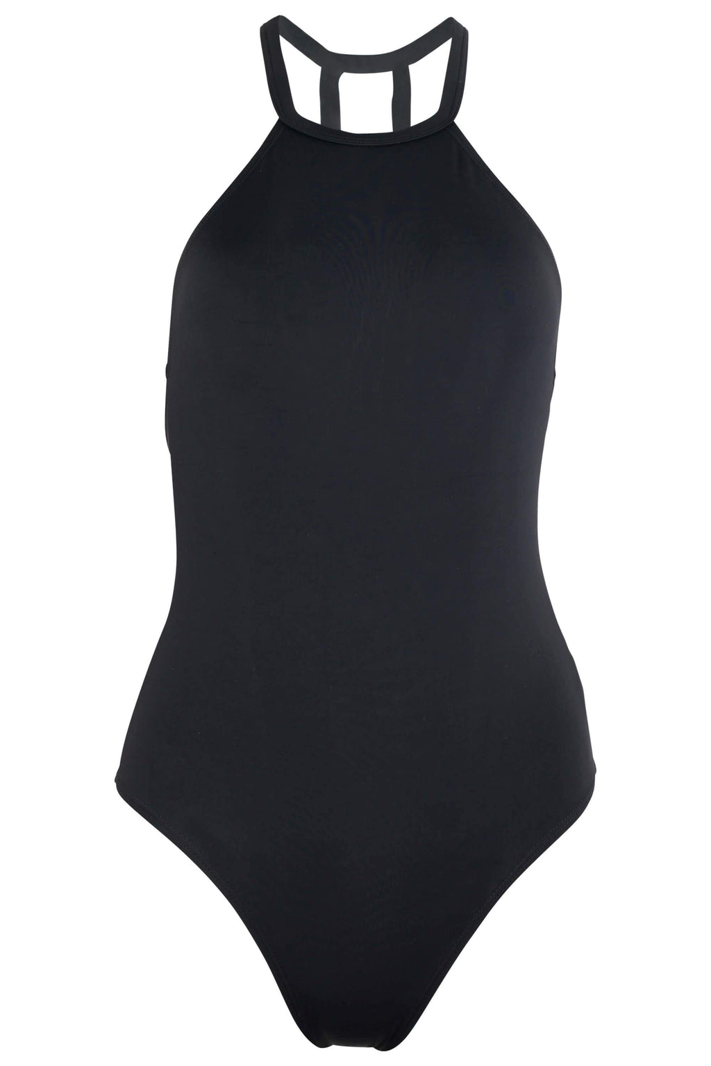Denise - High Neck One Piece Swimsuit in Black