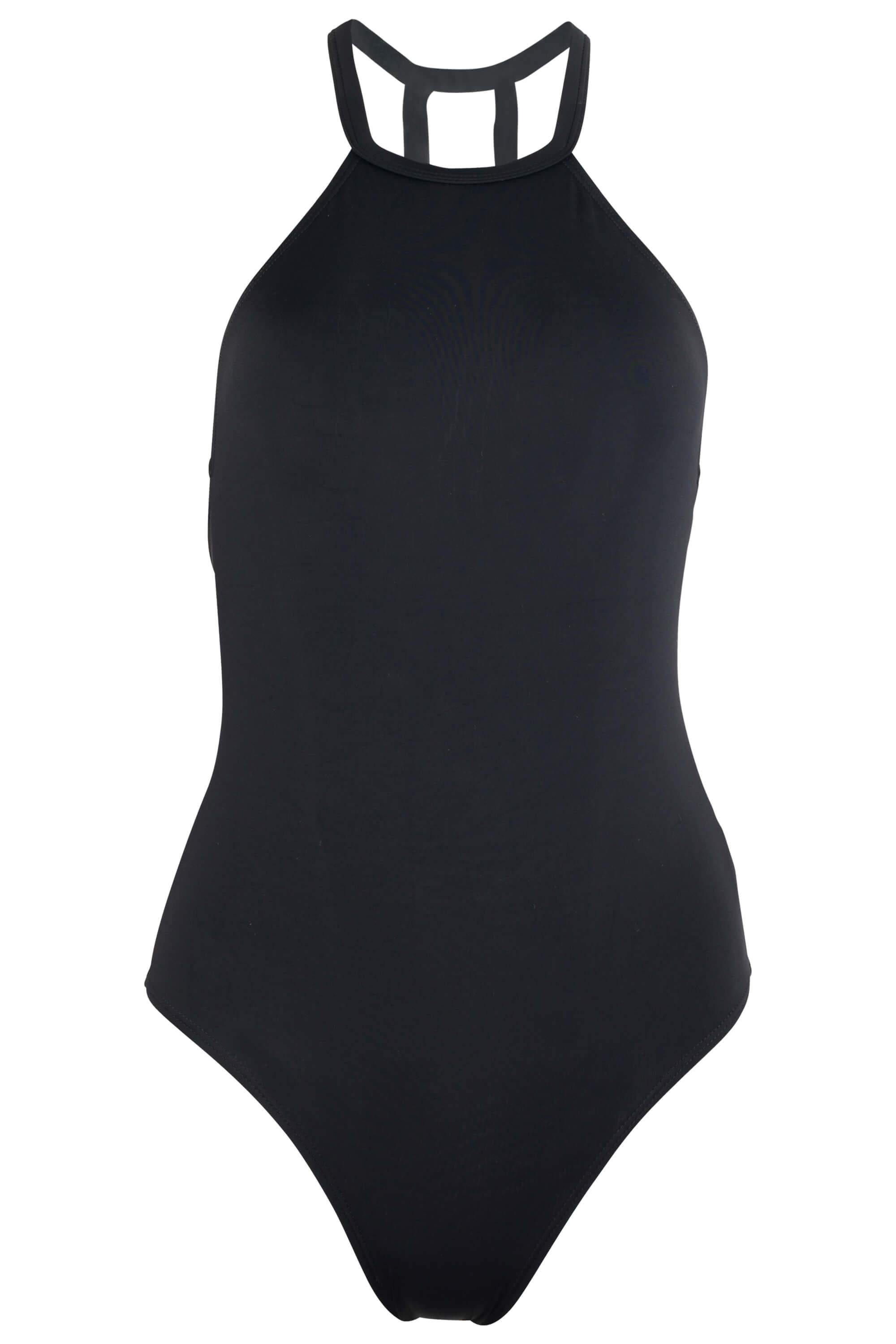 Denise - High Neck One Piece Swimsuit in Black