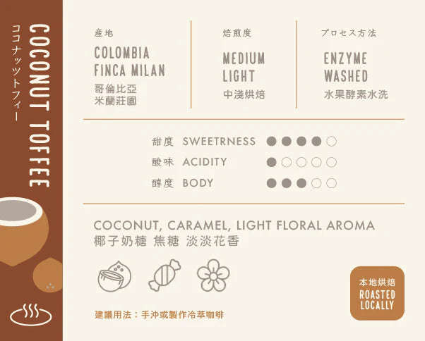 CB23 Coconut Toffee Single Origin Coffee Beans (Sold Per 100g)