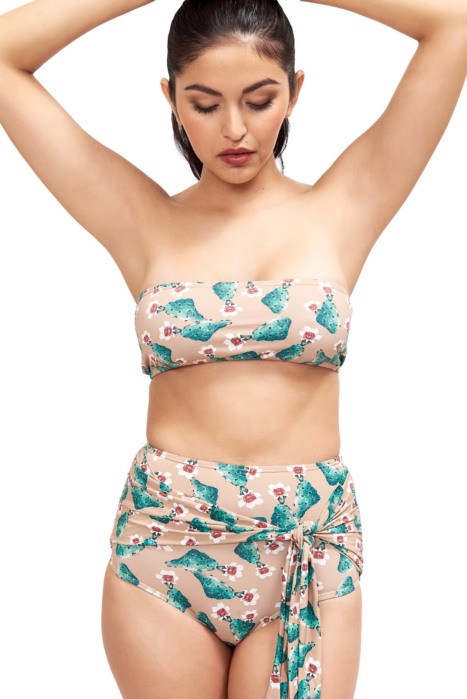 Giovanna Strapless Bikini Top in Cactus Print