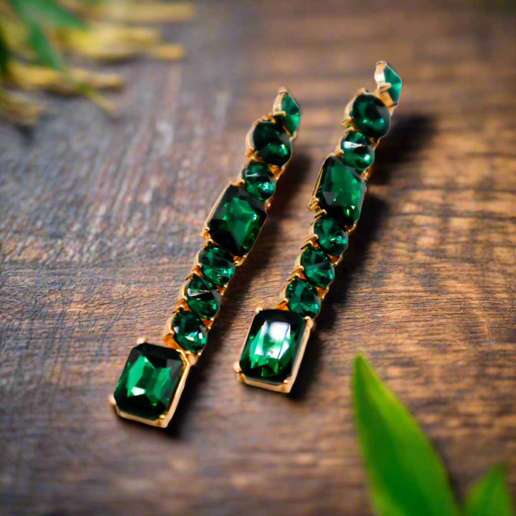 Emerald Cascade Earrings â€?Luxury Green Statement Earrings