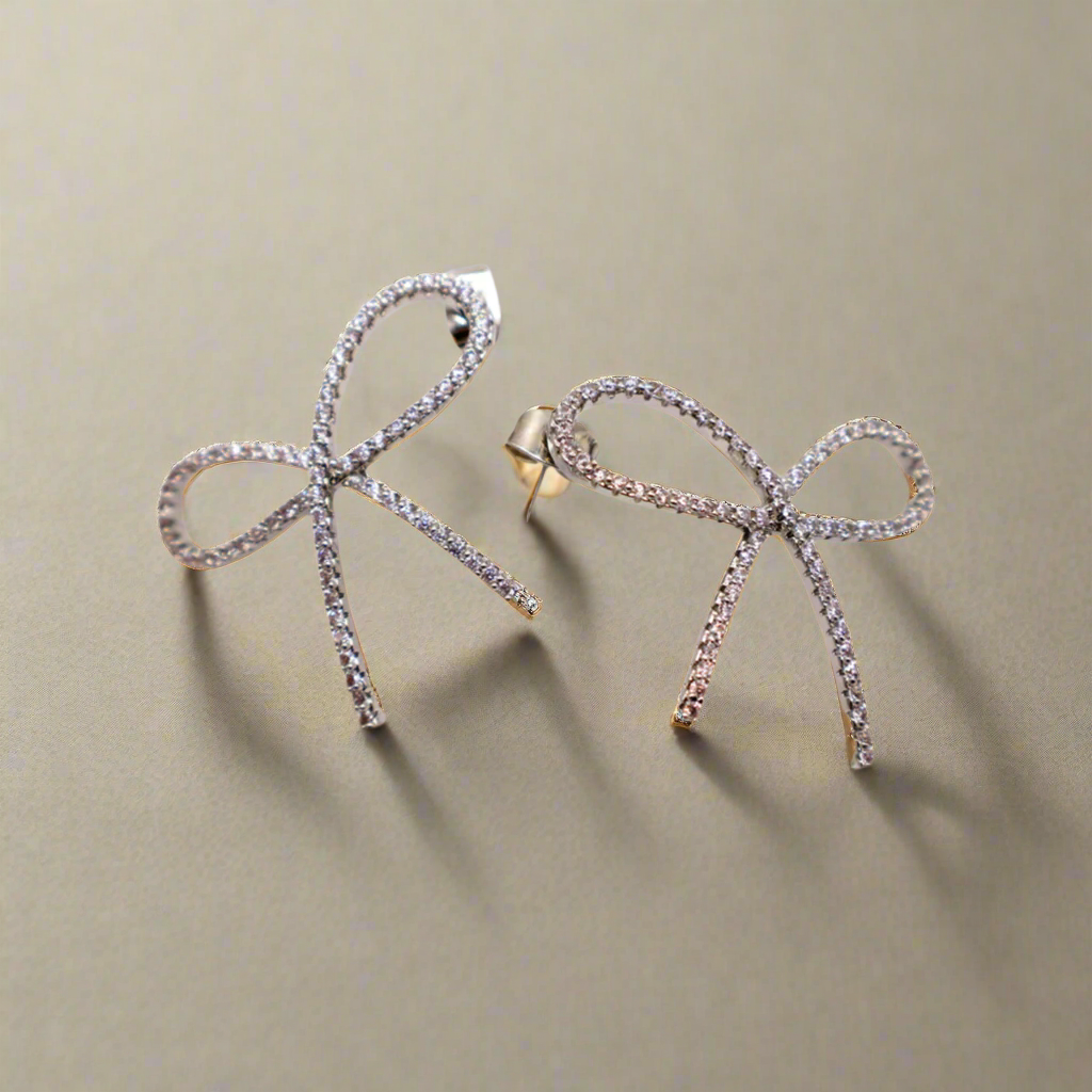 Chic Bow Tie Glamour Earrings â€?Gold Bow Tie Stud Jewelry