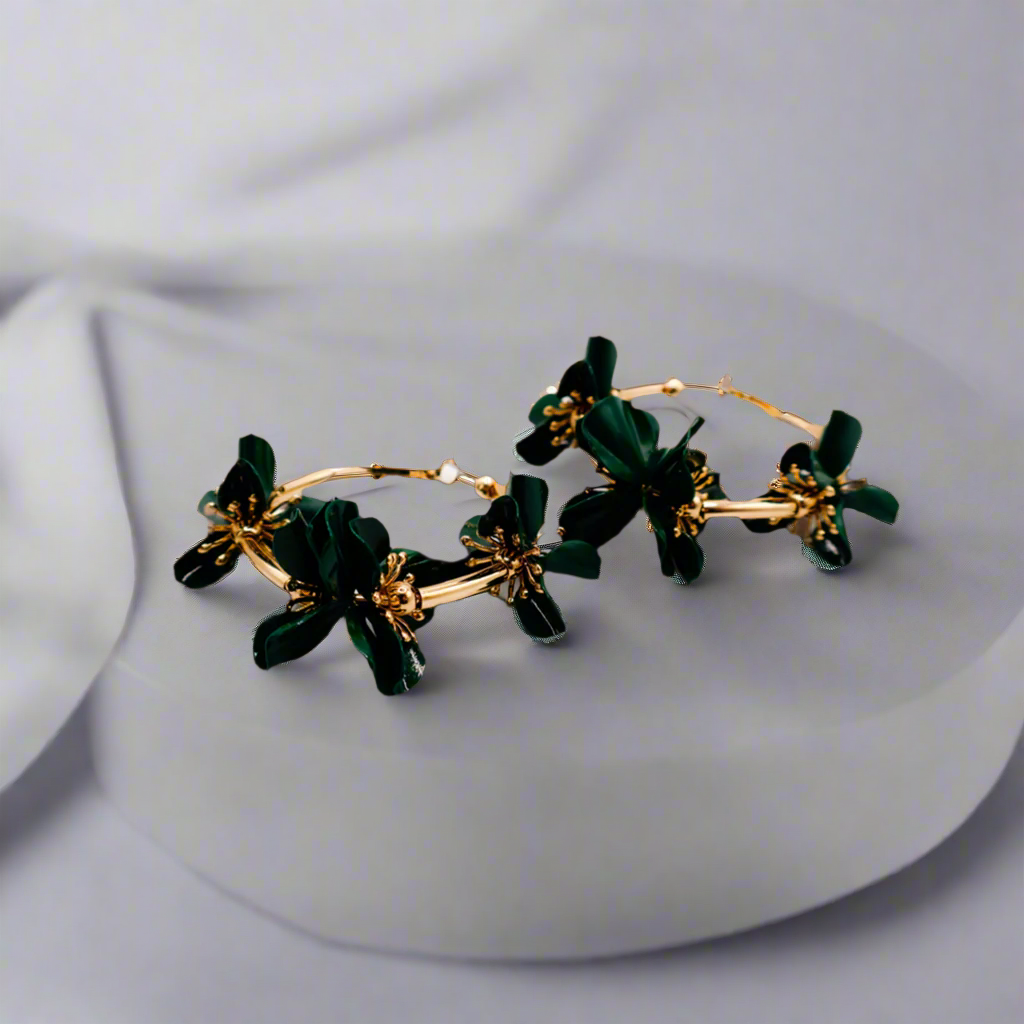 Floral Luxe Hoops â€?Gold Flower Hoop Earrings