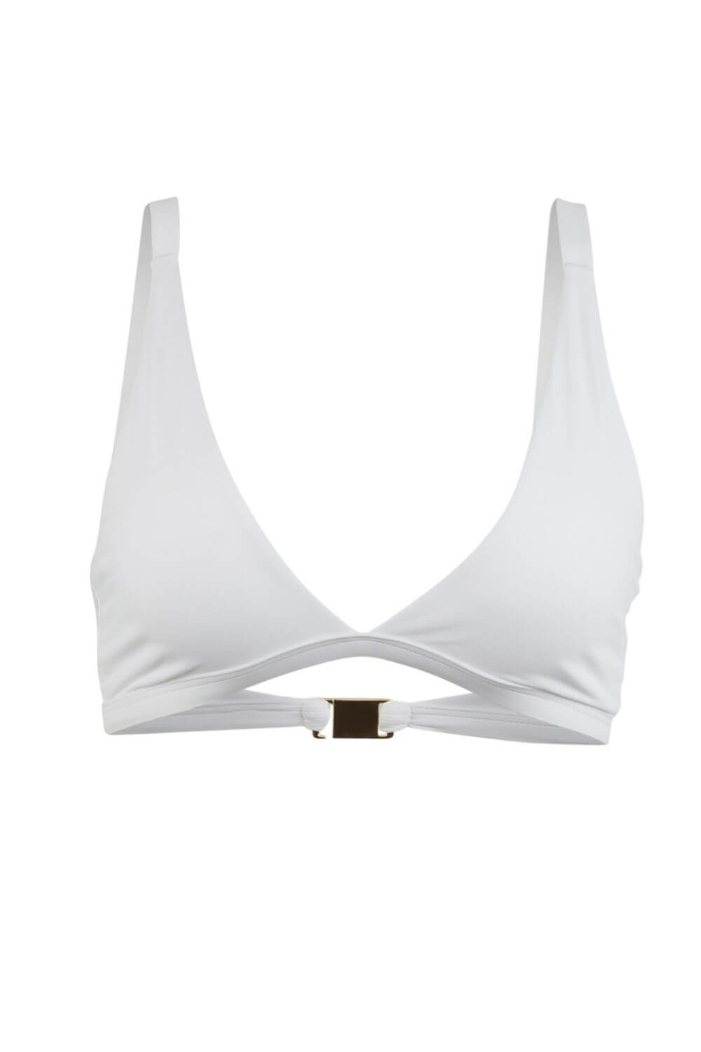 White Halter Bikini Top With Adjustable Straps