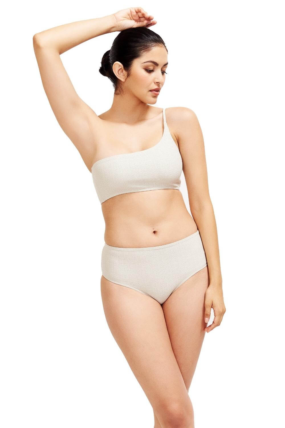 Serena Mid-rise Bikini Bottom Platinum Texture Fabric