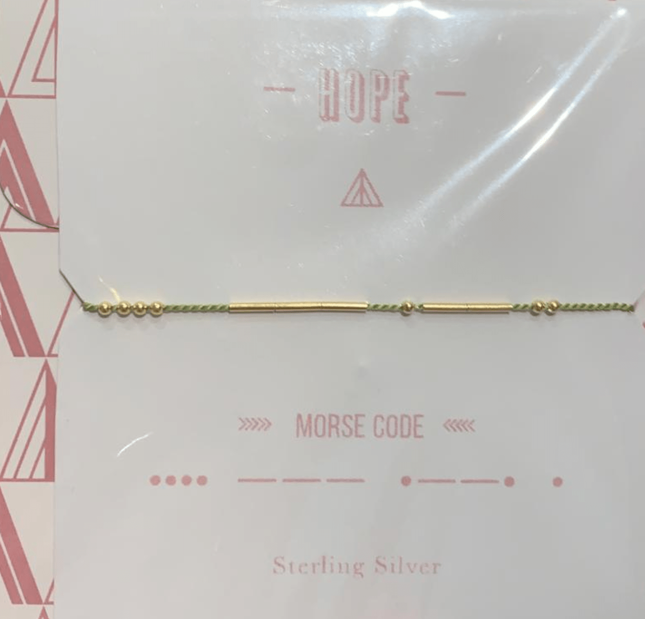 Hope Morse Code Bracelet Gold - Moss Green