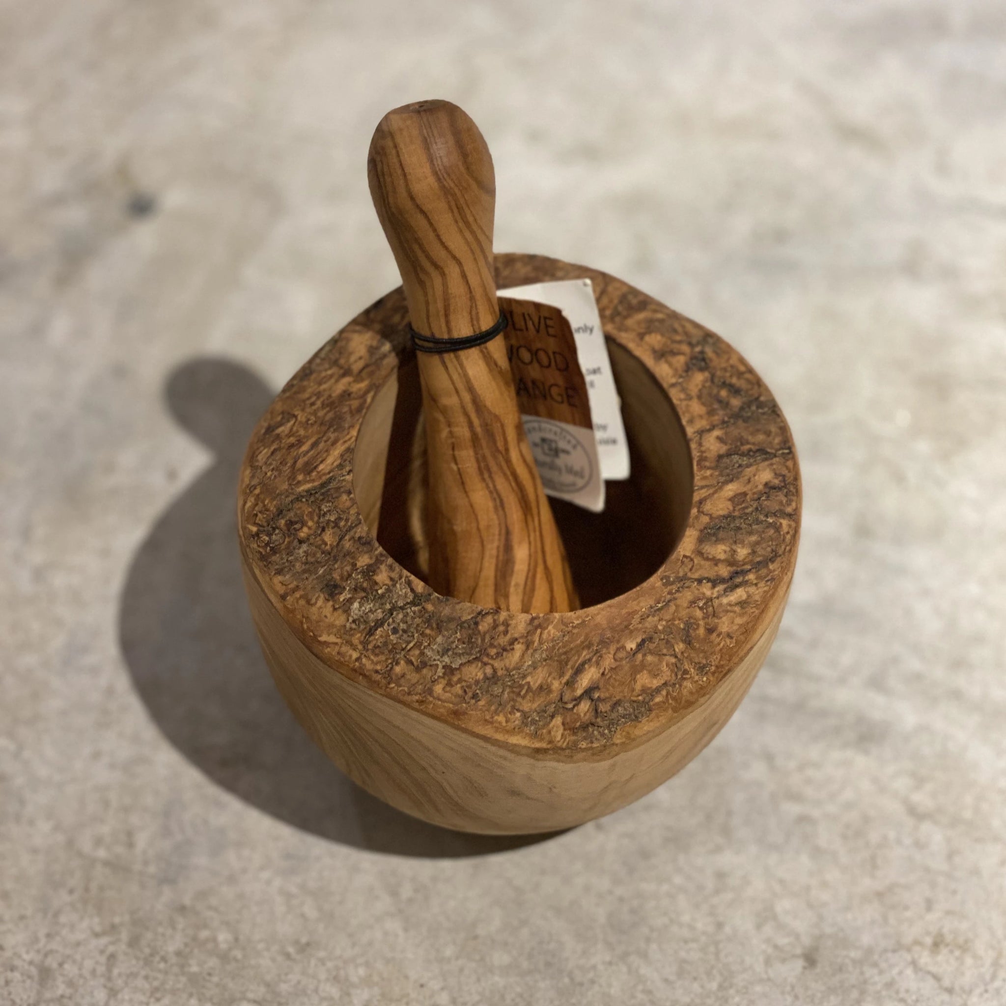 Olive Wood Natural Motar and Pestle 4.75"