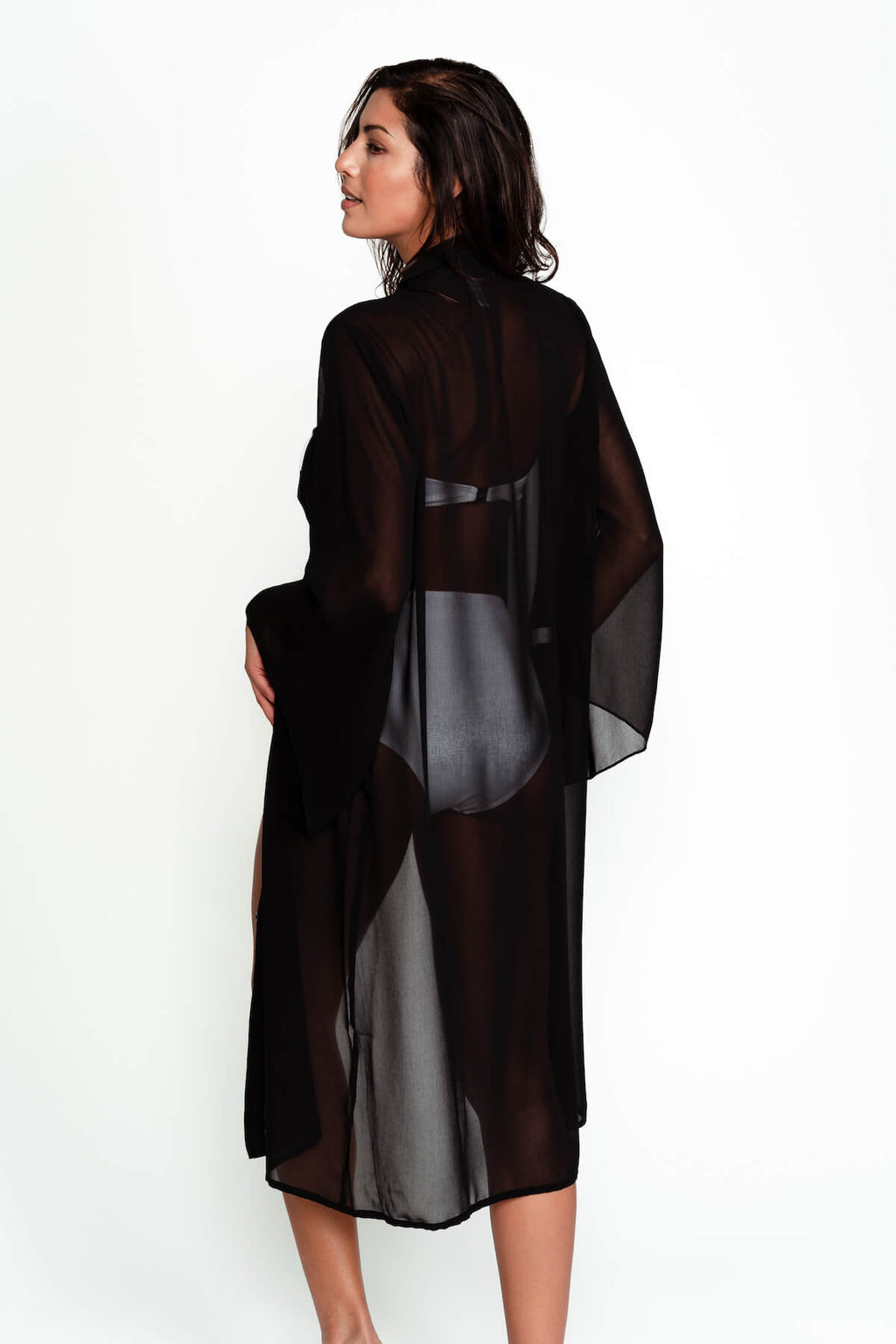 Kris Buttoned Beach Cover Up in Black