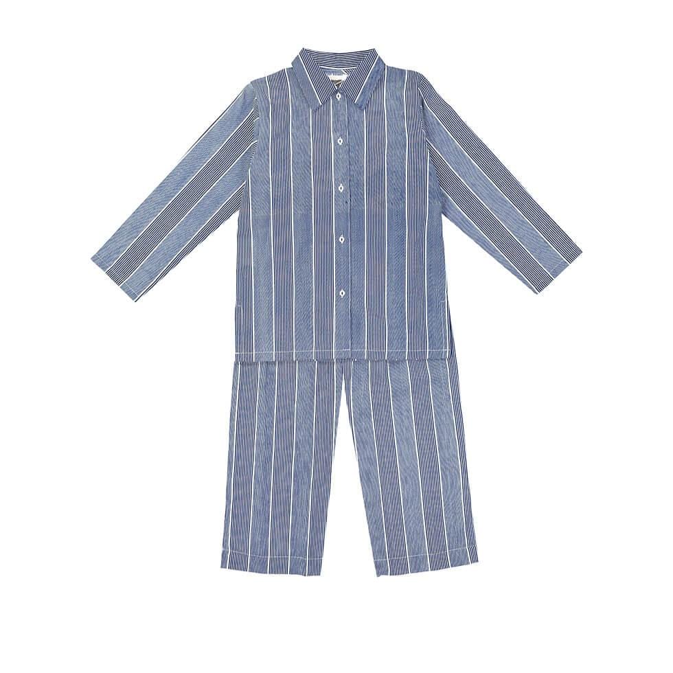 Long Sleeves Pyjama - Blue Woven Stripe