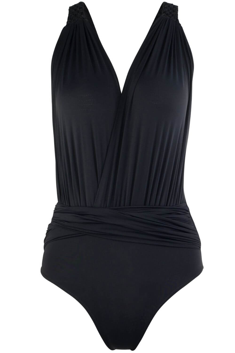 Celeste One Piece Swimsuit with Macrame Straps - Black