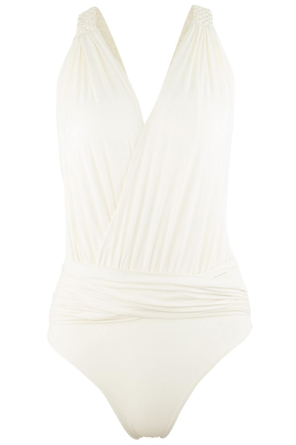 Celeste One Piece Swimsuit with Macrame Shoulder Straps - Ivory