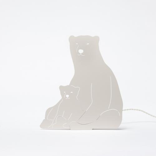 Polar Bears - Decoupage Lamp Ivory