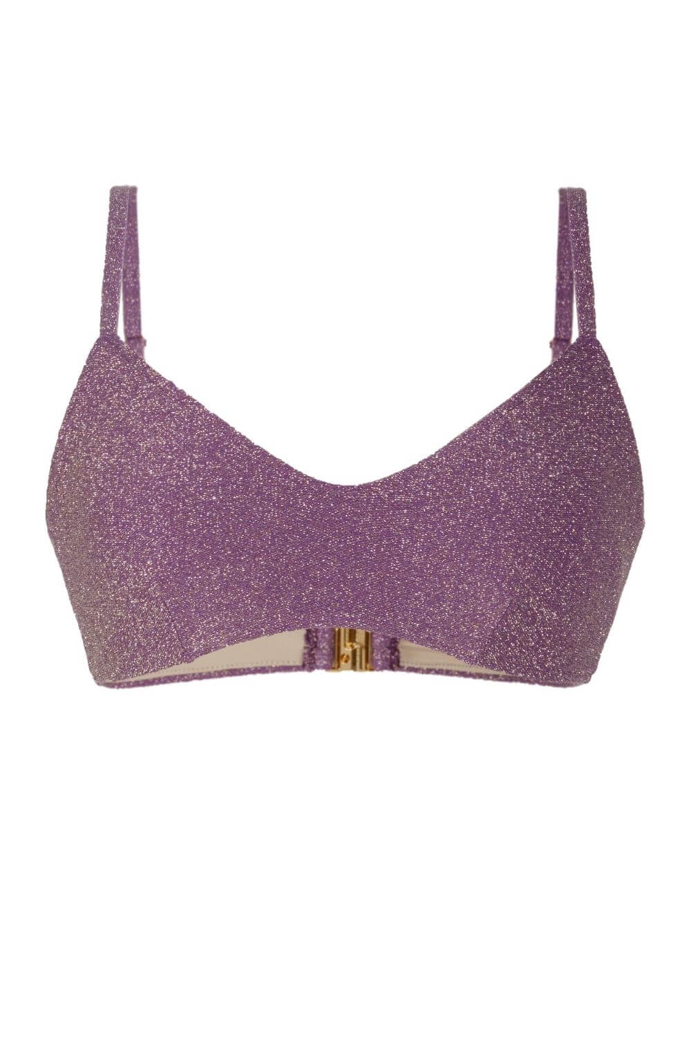 Elise Bralette Bikini Top in Glittered Lurex - Lilac